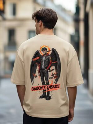 Men Oversized Graphic T-Shirt | Shadows Embrace Back Print | Loopknit 240 GSM Heavyweight Streetwear Tee