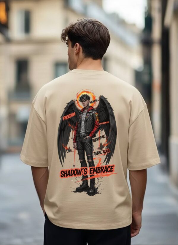 Men Oversized Graphic T-Shirt | Shadows Embrace Back Print | Loopknit 240 GSM Heavyweight Streetwear Tee