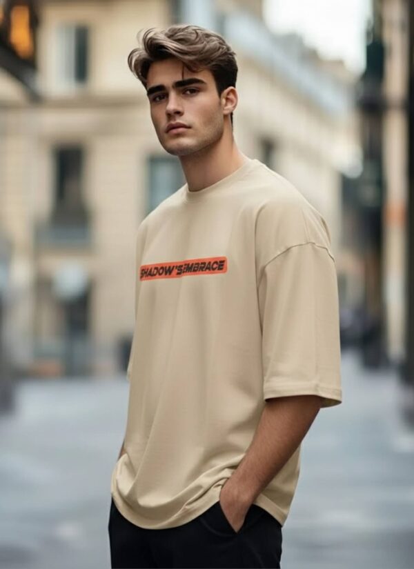Men Oversized Graphic T-Shirt | Shadows Embrace Back Print | Loopknit 240 GSM Heavyweight Streetwear Tee