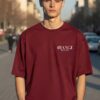 Change The Game Oversize Graphic Printed T-Shirt for Men | Premium Oversized Streetwear Back Print T-Shirt | Casual Wear Graphic Tee by giftspeaks | Maroon & White