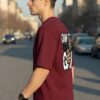Change The Game Oversize Graphic Printed T-Shirt for Men | Premium Oversized Streetwear Back Print T-Shirt | Casual Wear Graphic Tee by giftspeaks | Maroon & White