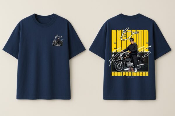 WMFON_BMX_1771566896818_6dtcfxtjkyeeand.jpg Mens Oversized Navy Blue Biker Graphic T-Shirt | Urban Rider Back Print | Premium Loopknit Cotton 240 GSM | Streetwear Motorcycle Statement Tee