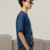 Men’s Navy Blue Oversized Gym T-Shirt – “Gym Is Life” Muscle Back Design | 240 GSM Cotton | DTF Print