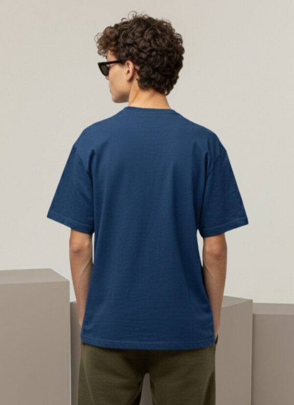 Men’s Navy Blue Oversized Gym T-Shirt – “Gym Is Life” Muscle Back Design | 240 GSM Cotton | DTF Print