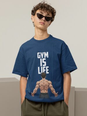 WMFON_Gym_is_Life_1768043796154_izm5cvw6zvqts5a.jpg Men’s Navy Blue Oversized Gym T-Shirt – “Gym Is Life” Muscle Back Design | 240 GSM Cotton | DTF Print