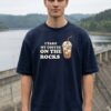 Mens Oversized Navy Blue Coffee Quote Graphic T-Shirt I Take My Coffee On The Rocks� Print | Premium Loopknit Cotton 240 GSM | Casual Streetwear Tee
