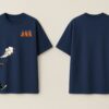 JAX Urban Smoke Oversized Navy Blue T-Shirt for Men | Pure Cotton 240 GSM | DTF Print