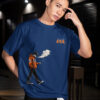 JAX Urban Smoke Oversized Navy Blue T-Shirt for Men | Pure Cotton 240 GSM | DTF Print
