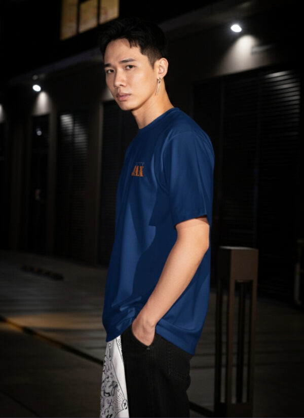 JAX Urban Smoke Oversized Navy Blue T-Shirt for Men | Pure Cotton 240 GSM | DTF Print