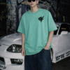 Men's Black Warrior Oversized T-Shirt RAMA Green | Loopknit 240 GSM Heavyweight Streetwear Back Print Tee