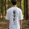 BYAKKO Oversized Men T-Shirt | Lion & Eagle Symbolic Back Print | White