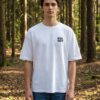 BYAKKO Oversized Men T-Shirt | Lion & Eagle Symbolic Back Print | White