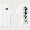 BYAKKO Oversized Men T-Shirt | Lion & Eagle Symbolic Back Print | White