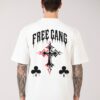 Mens Oversized White Graphic Printed T-Shirt | Gothic Cross Back Print | Premium Loopknit Cotton 240 GSM | Streetwear Urban Casual Tee