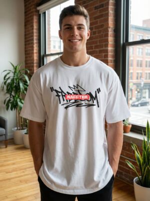 Men Freedom Graphic Oversized T-Shirt | Urban Streetwear Cotton Tee | Raffter Edition