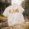 Men's HANGING ON Oversized T-Shirt | White | Loopknit 240 GSM Heavyweight Typography Streetwear Back Print Tee