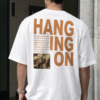 Men's HANGING ON Oversized T-Shirt | White | Loopknit 240 GSM Heavyweight Typography Streetwear Back Print Tee