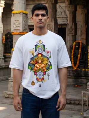 WMFOW_Hanuman_777_1770966824667_8w51p4hilsq8f6x.jpg Hanuman 777 Oversized Men T-Shirt | Divine Power Graphic Print | White