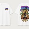 Just Money Oversized Men T-Shirt | Bear Cash Graphic Back Print | White
