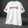Men's Oversized White Graphic Printed T-Shirt | Gothic Text Back Print | Streetwear Casual Cotton Tee