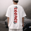 Men's Oversized White Graphic Printed T-Shirt | Gothic Text Back Print | Streetwear Casual Cotton Tee