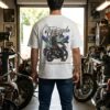 Motorcycle Freedom Oversized Mens T-Shirt | Biker Graphic Back Print | White