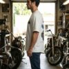 Motorcycle Freedom Oversized Mens T-Shirt | Biker Graphic Back Print | White