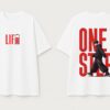 Oversized White “One Step” T-Shirt – 240 GSM Loopknit Cotton DTF Print Streetwear