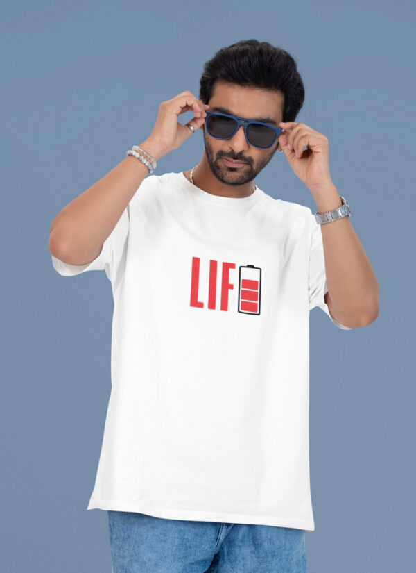 Oversized White “One Step” T-Shirt – 240 GSM Loopknit Cotton DTF Print Streetwear