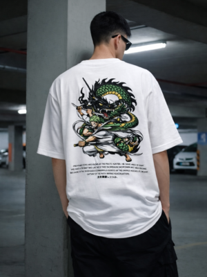 WMFOW_Pirate_Hunter_Zoro_1772783906565_jn38wyhsbieier9.png Mens Samurai Warrior Graphic Oversized T-Shirt | Anime Inspired Back Print | Premium Loopknit 240 GSM Cotton | Relaxed Streetwear Fit