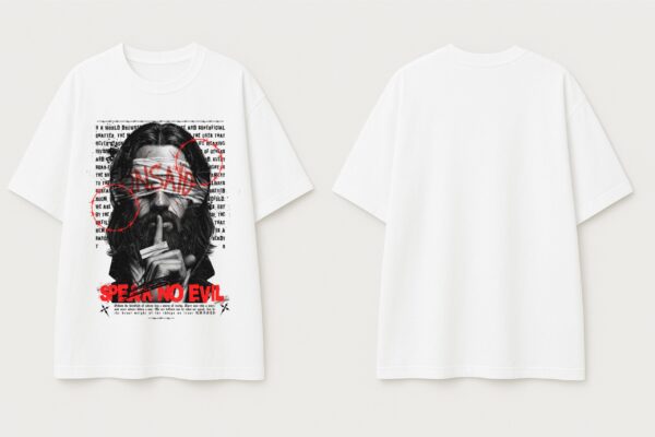 WMFOW_Speak_No_Evil_1768043795932_zipgqmt1yopuv40.jpg Speak No Evil Black Oversized T-Shirt for Men | Cotton 240 GSM | DTF Print Streetwear Tee