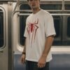 Men's Superhero Graphic Oversized T-Shirt Iconic Spider Back Print | Premium Loopknit 240 GSM Cotton | Bold Streetwear Fit