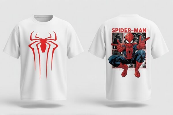 Men's Superhero Graphic Oversized T-Shirt Iconic Spider Back Print | Premium Loopknit 240 GSM Cotton | Bold Streetwear Fit