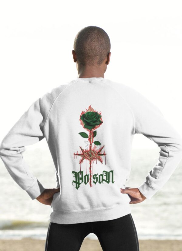 Poison Rose Graphic Sweatshirt for Men | Premium Streetwear Back Print Sweatshirt | Casual Wear Oversized Sweatshirt by giftspeaks | White