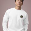 White Graphic Printed Men’s Sweatshirt with Ninja Cat Artwork | Premium Fleece Winter Sweatshirt for Men | Modern Streetwear Casual Style – GiftSpeaks