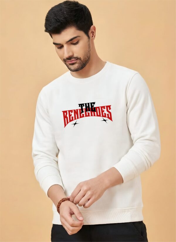The Renechoes Graphic Sweatshirt for Men | White Anime Streetwear Back Print Sweatshirt | Fleece Cotton Winter Wear | Giftspeaks