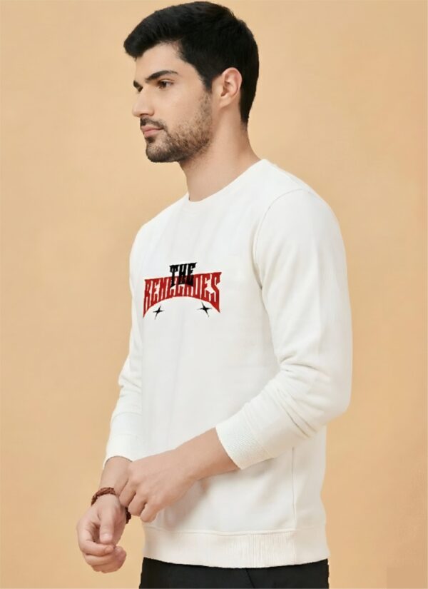 The Renechoes Graphic Sweatshirt for Men | White Anime Streetwear Back Print Sweatshirt | Fleece Cotton Winter Wear | Giftspeaks