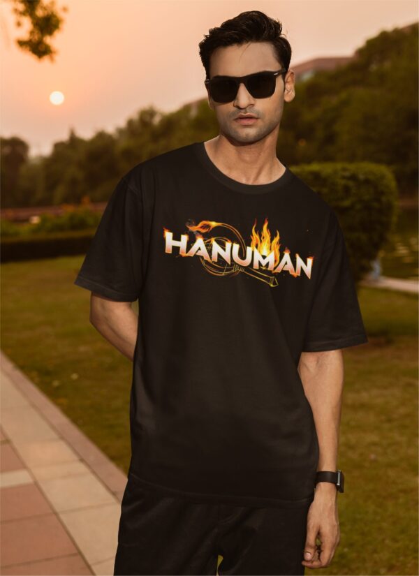 WMGOB_Hanuman_1768043715719_hse4883dmeml9dm.jpg Hanuman Divine Graphic Oversized T Shirt for Men | Black Spiritual Streetwear Back Print T Shirt | Loopknit Cotton 240 GSM | Giftspeaks
