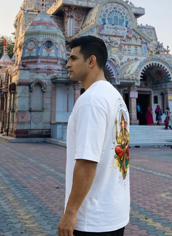 WMGOW_Jay_Shree_Ganesh_1770011910015_g4hrfrartsuolvv.png Mens Oversized White T-Shirt | Lord Ganesha Graphic Print | Loopknit 240 GSM Premium Heavy Fabric | Spiritual Streetwear T-Shirt for Men