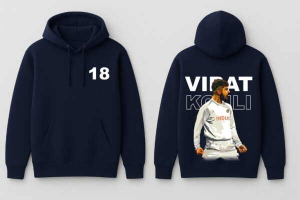 Men 18 Legend Cricket Printed Hoodie Navy Blue | Iconic Cricket Back Print Hoodie for Men | Winter Streetwear Hoodie | Fleece Fabric 300 GSM | Casual Wear Hoodie