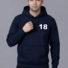 Men 18 Legend Cricket Printed Hoodie Navy Blue | Iconic Cricket Back Print Hoodie for Men | Winter Streetwear Hoodie | Fleece Fabric 300 GSM | Casual Wear Hoodie