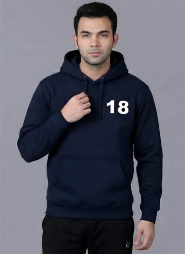 Men 18 Legend Cricket Printed Hoodie Navy Blue | Iconic Cricket Back Print Hoodie for Men | Winter Streetwear Hoodie | Fleece Fabric 300 GSM | Casual Wear Hoodie