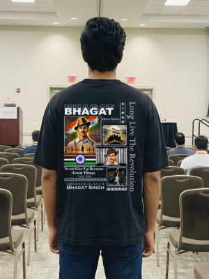 WMIOB_Bhagat_Singh_1770011467185_ki0fowcj8kjy9ny.png Mens Oversized Black T-Shirt | Shaheed Bhagat Singh Graphic Print | Loopknit 240 GSM Heavy Cotton | Freedom Fighter Tribute Streetwear Tee for Men