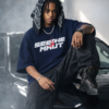 Men's Navy Blue Oversized Graphic T-Shirt | Hip-Hop Street Style Back Print | Premium Cotton Casual Wear