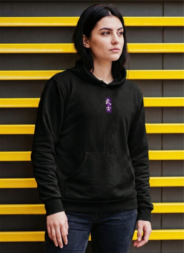 Iaijutsu Samurai Graphic Hoodie for Women | Black Regular Fit Hoodie | Anime Japanese Warrior Back Print | Fleece 300 GSM | Giftspeaks