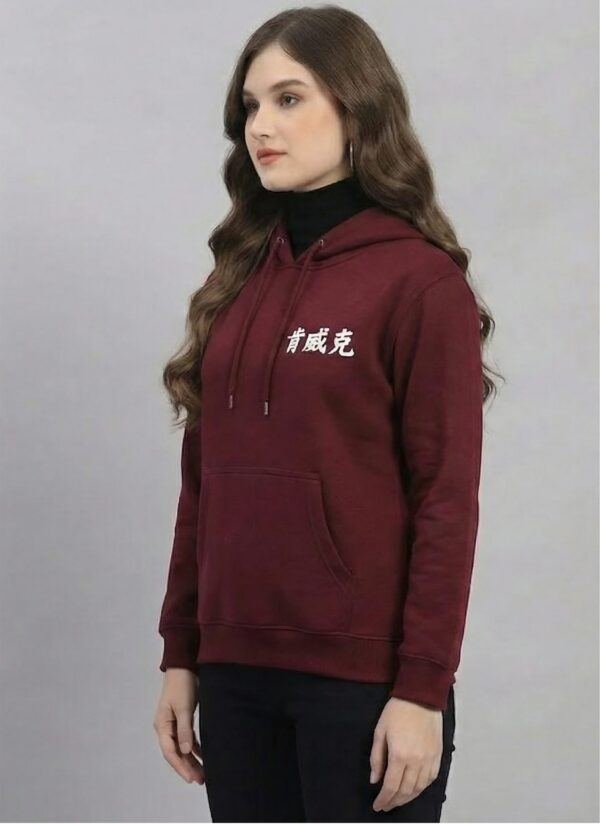 Japanese Text Graphic Hoodie for Women | Premium Oversized Streetwear Hoodie | Maroon Back Print Winter Hoodie for Girls | Fleece 300 GSM by giftspeaks