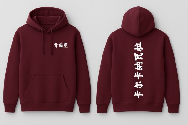 Japanese Text Graphic Hoodie for Women | Premium Oversized Streetwear Hoodie | Maroon Back Print Winter Hoodie for Girls | Fleece 300 GSM by giftspeaks