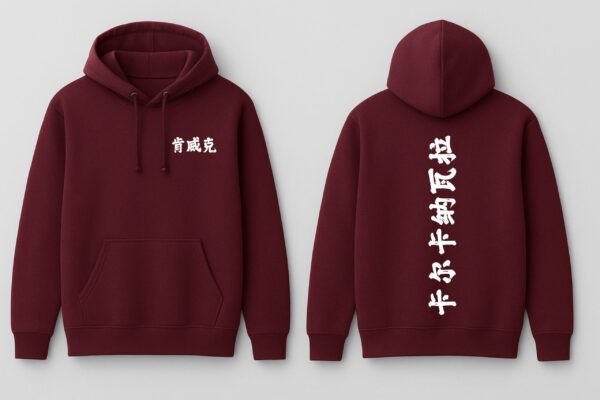 Japanese Text Graphic Hoodie for Women | Premium Oversized Streetwear Hoodie | Maroon Back Print Winter Hoodie for Girls | Fleece 300 GSM by giftspeaks