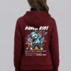 Maroon Graphic Printed Women’s Hoodie with Panda Riot Street Art | Premium Fleece Winter Hoodie for Women | Bold Urban Back Print – GiftSpeaks