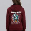 Maroon Graphic Printed Women’s Hoodie with Panda Riot Street Art | Premium Fleece Winter Hoodie for Women | Bold Urban Back Print – GiftSpeaks